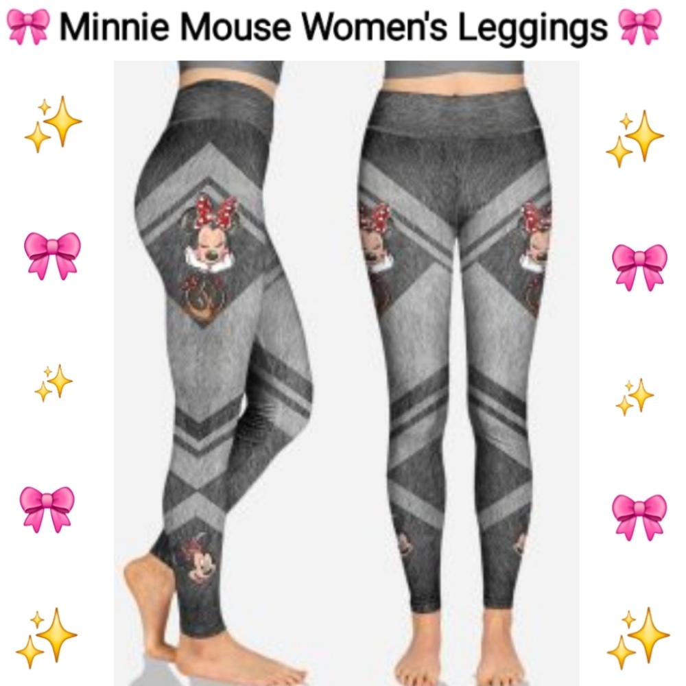 Minnie Mouse Women's Gray Leggings, Size L - Picture 1 of 9